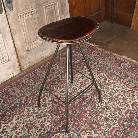 #54654 Metal Bar Stool w/ Leather Seat image 2