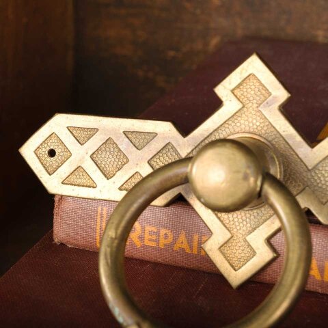 #54665 Antique Brass Furniture Ring Drawer Pulls image 6