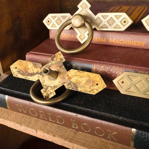 #54665 Antique Brass Furniture Ring Drawer Pulls image 8