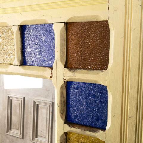 #54671 54x68 Victorian Colored Glass Window Sash image 8