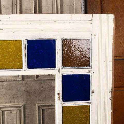 #54671 54x68 Victorian Colored Glass Window Sash image 2