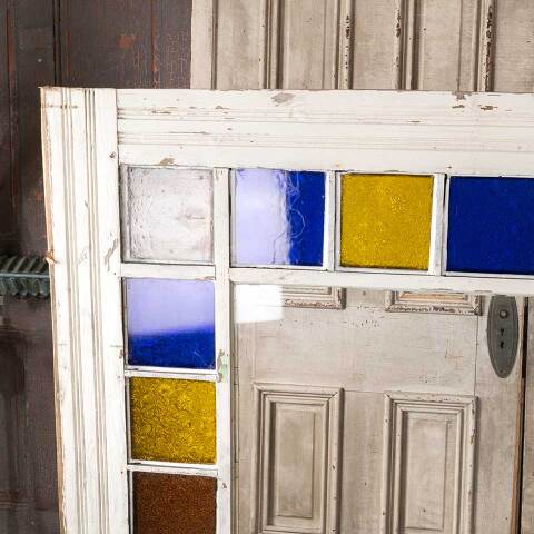 #54671 54x68 Victorian Colored Glass Window Sash image 4