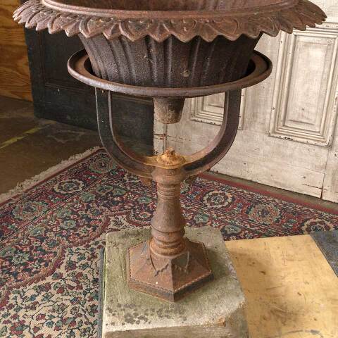 #54676 Antique Cast Iron Garden Urn & Pedestal image 7