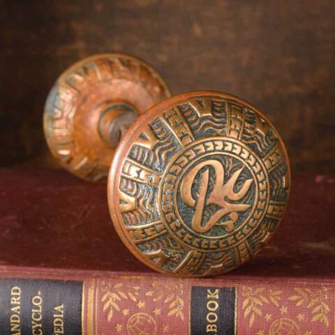 #54709 Antique Mallory Wheeler Arabic Doorknobs image 2