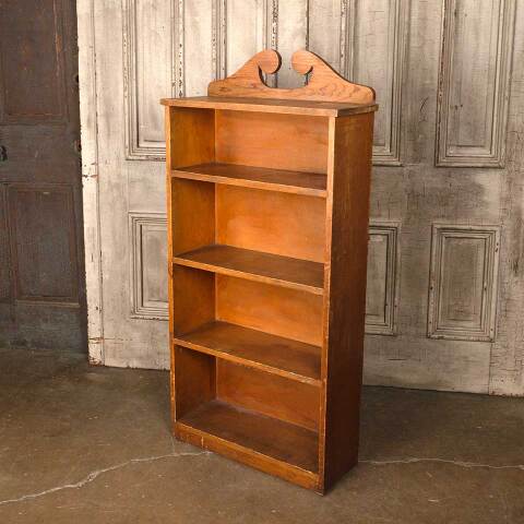 #54843 Vintage Pine 4 Shelf Bookcase w/ Pediment image 5
