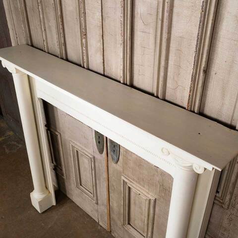 #54896 58x50 Antique Painted Wood Fireplace Mantel image 5