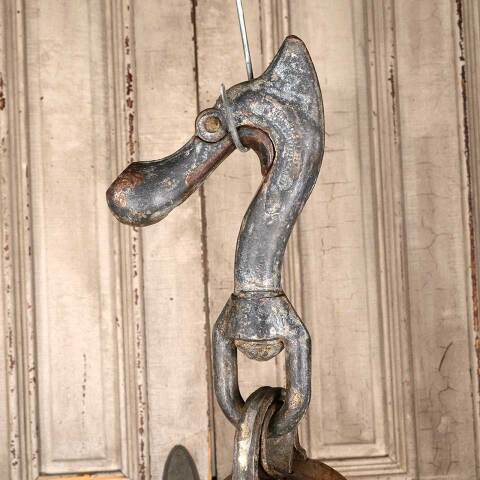 #54914 Large Antique Wood & Metal Pulley w/ Hook image 2