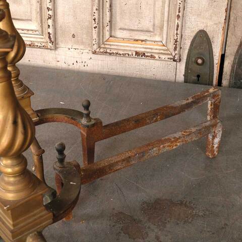 #54932 Pair of Antique Brass Fireplace Andirons image 7