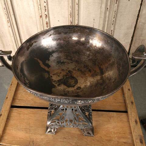 #54964 Large Antique Silver Handled Fruit Bowl Urn image 8