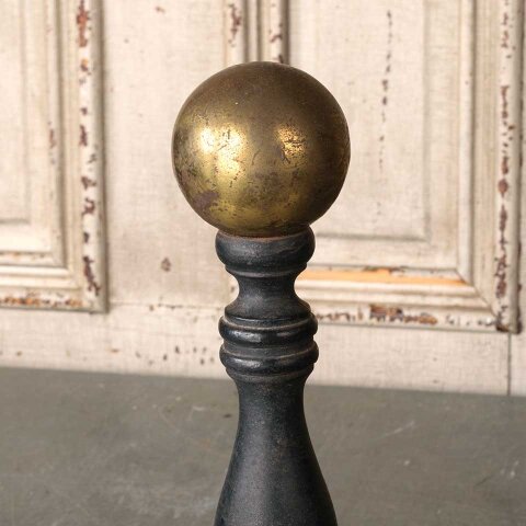 #54980 Pair of Vintage Brass & Cast Iron Andirons image 2