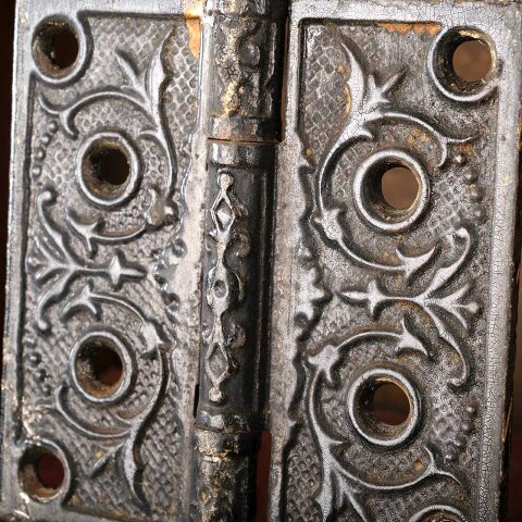 #55069 4" Antique Ornate Cast Iron Door Hinge image 3