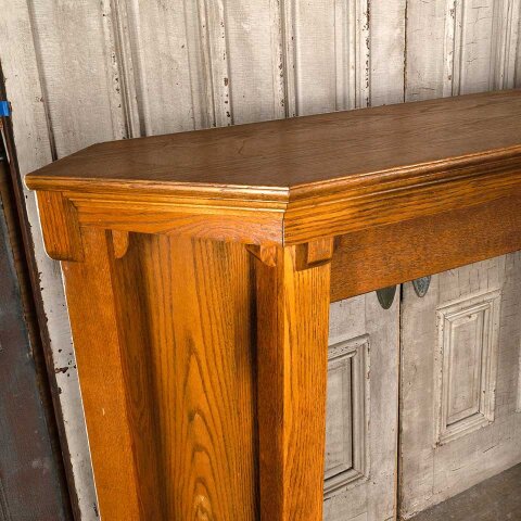 #55148 74x50 Salvaged Oak Corner Fireplace Mantel image 3