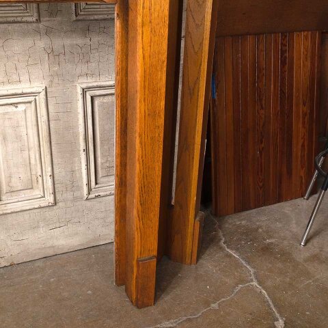 #55148 74x50 Salvaged Oak Corner Fireplace Mantel image 7