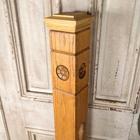 #55159 53" Antique Oak Wood Staircase Newel Post image 3