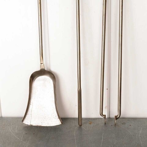 #55161 Vintage Brass & Metal Fireplace Tool Set image 2