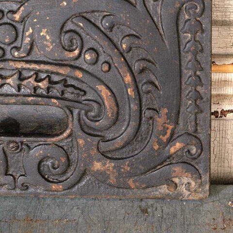 #55201 Antique Cast Iron Stove Door Cover Plate image 2
