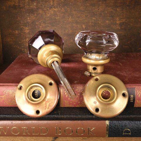 #55214 Antique Glass Doorknob Door Hardware Set image 4