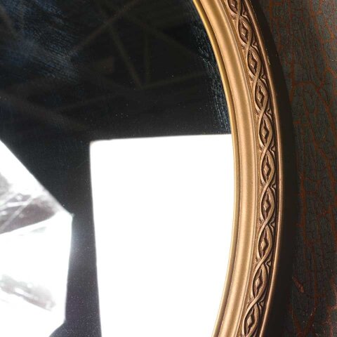 #55220 27" Antique Round Wood & Gesso Mirror image 5
