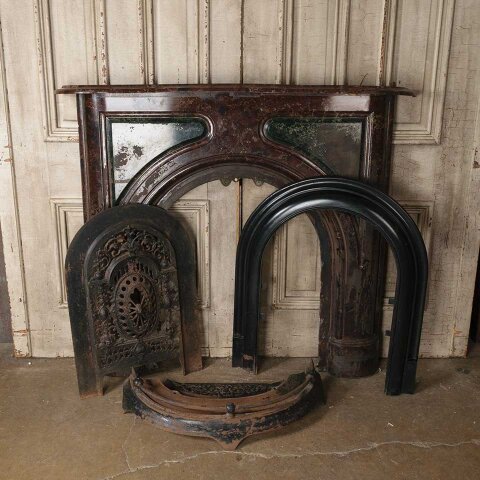 #55243 50x44 Antique Iron Fireplace Mantel & Cover image 8