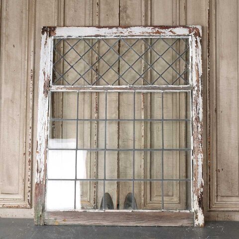#55249 34x42 Antique Leaded Glass Window Sash image 5