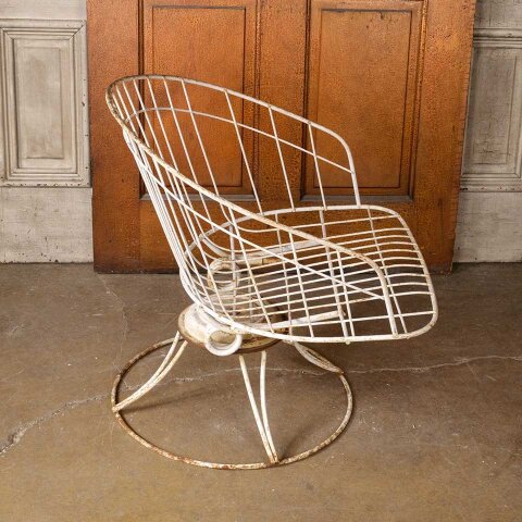 #55344 26x29 Vintage Metal Wire Swivel Patio Chair image 5