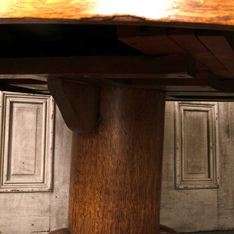 #55438 48" Antique Round Oak Pedestal Table image 5