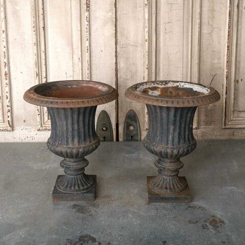 #55444 14" Antique Cast Iron Garden Urn Planters image 6