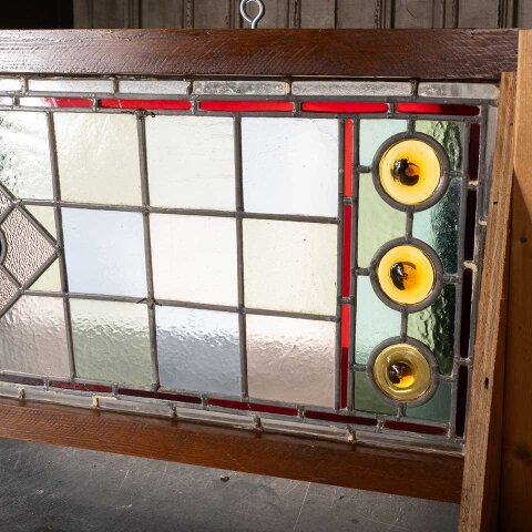 #55447 45x16 Antique Stained Glass Window Sash image 2