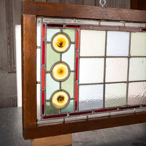 #55447 45x16 Antique Stained Glass Window Sash image 5