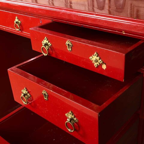 #55465 Vintage Wood Desk with Brass Hardware image 4