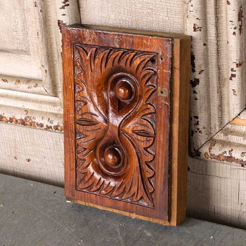 #55466 5x6 Antique Carved Wood Rosette Trim Block image 2