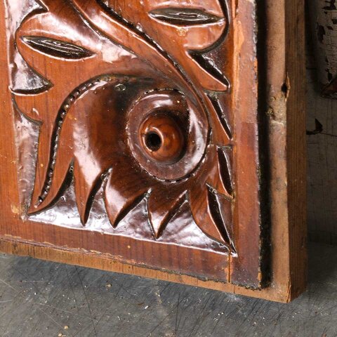 #55467 5x7 Antique Carved Wood Rosette Trim Block image 3