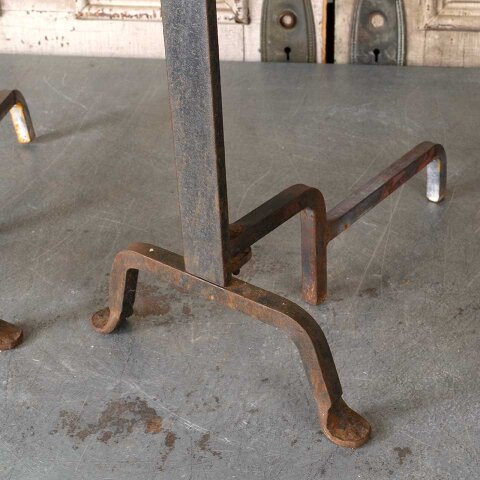 #55516 Antique Wrought Iron Fireplace Andirons image 5