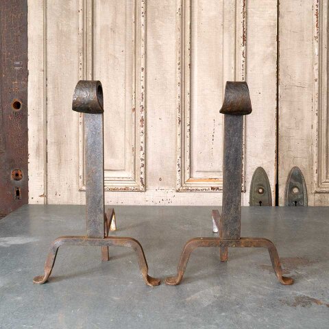 #55516 Antique Wrought Iron Fireplace Andirons image 6