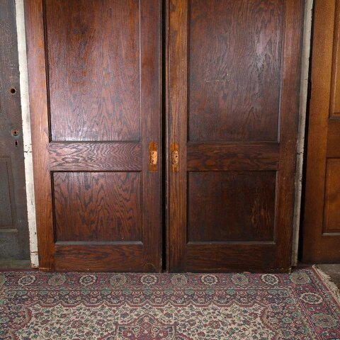 #55555 66x83 Antique Oak 2 Panel Pocket Doors image 4