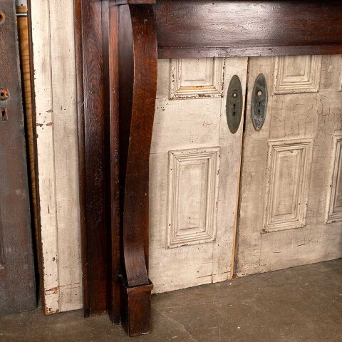 #55556 61x71 Antique Oak Fireplace Mantel w/ Mirror image 2