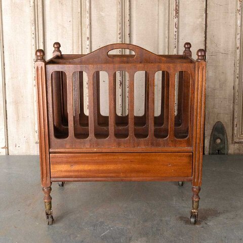 #55567 Antique Wood Magazine Caddy on Casters image 2