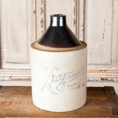 Antique Krogman Stoneware Crock Jug
