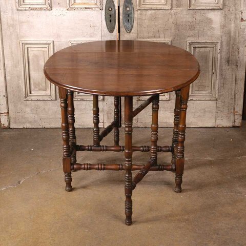 #55583 Antique Wood Gate Leg Table image 5