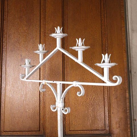 #55608 Painted Wrought Iron Candelabra Candle Stand image 4