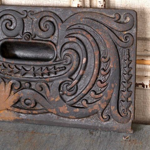 #55639 13x7 Antique Metal Stove Door Cover Plate image 5