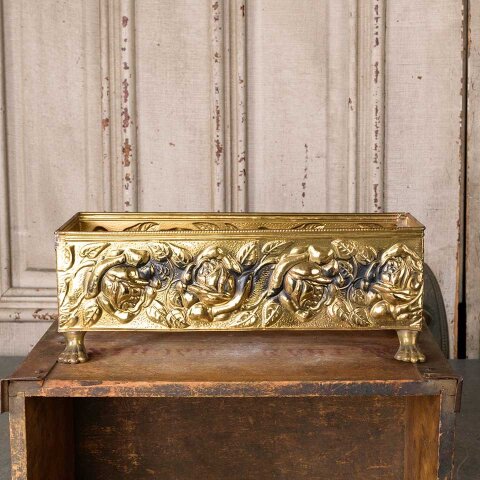#55710 12x5 Ornate Pressed Brass Footed Container image 2