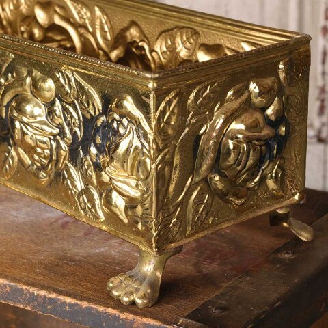 #55710 12x5 Ornate Pressed Brass Footed Container image 4