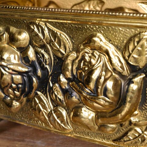 #55710 12x5 Ornate Pressed Brass Footed Container image 5