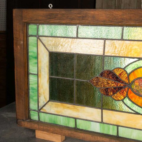 #55743 52x21 Antique Stained Glass Window Sash image 3