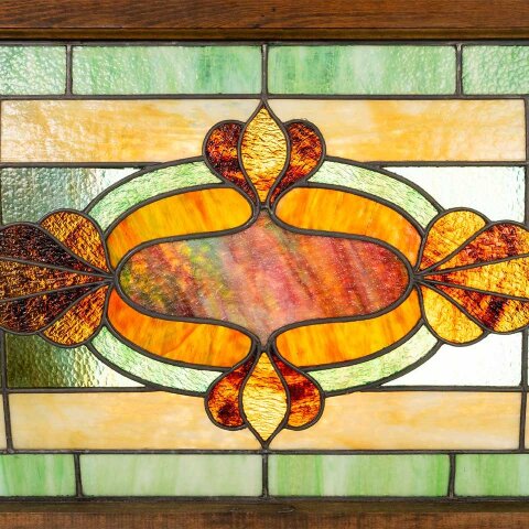 #55743 52x21 Antique Stained Glass Window Sash image 5