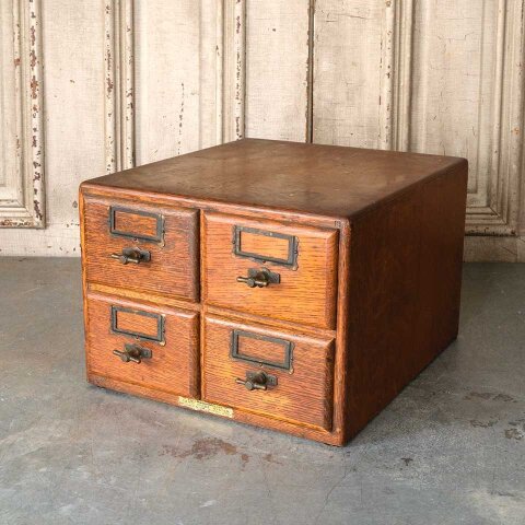 #55746 Antique Oak 4 Drawer Library Card Catalog image 4