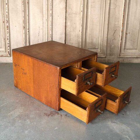 #55746 Antique Oak 4 Drawer Library Card Catalog image 5