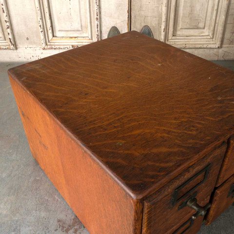 #55746 Antique Oak 4 Drawer Library Card Catalog image 6