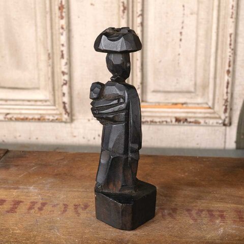 #55758 Carved Wood Woman & Child Figurine image 6
